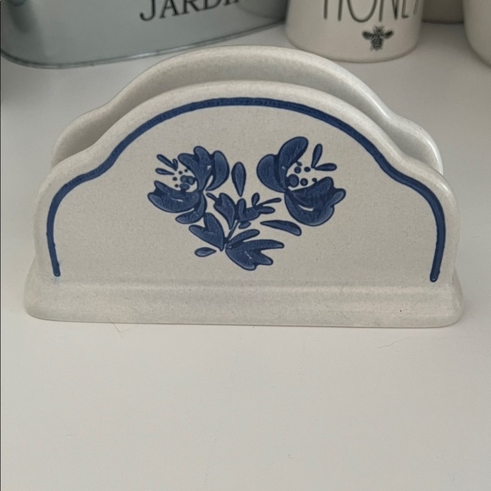 Blue Floral Ceramic Napkin Holder